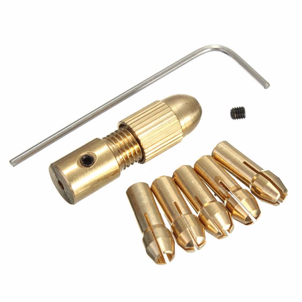 Mini Drill Collet Chuck, 5 Collet, 1 Copper Cap, 1 Axis