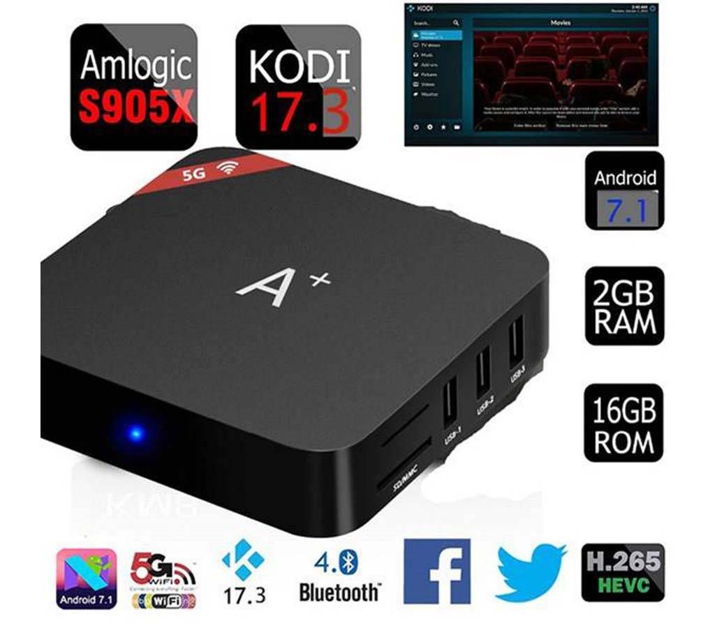 A-Plus Android 7.1.2 TV Box 5G 4K Full HD S905X 