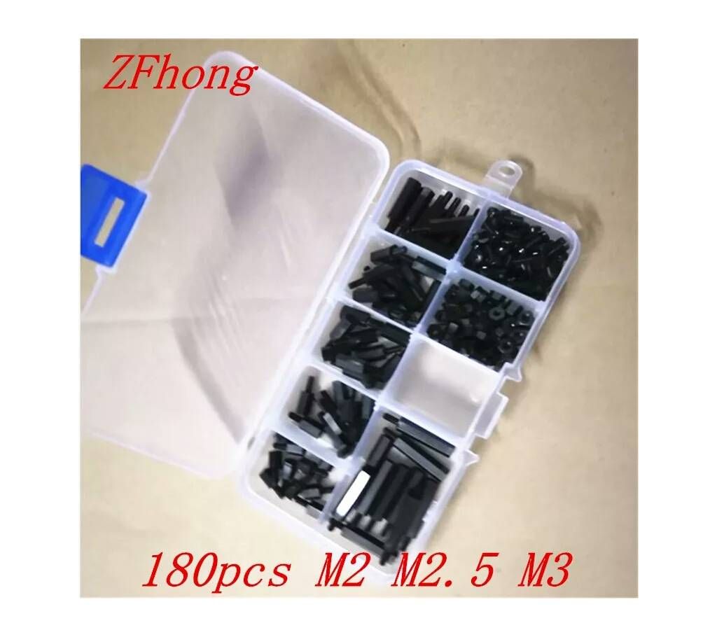 Nylon Standoff Kit Male To Female M2 M2.5 M3 Length 6-20m Black Nylon Standoff Spacer Kit 
