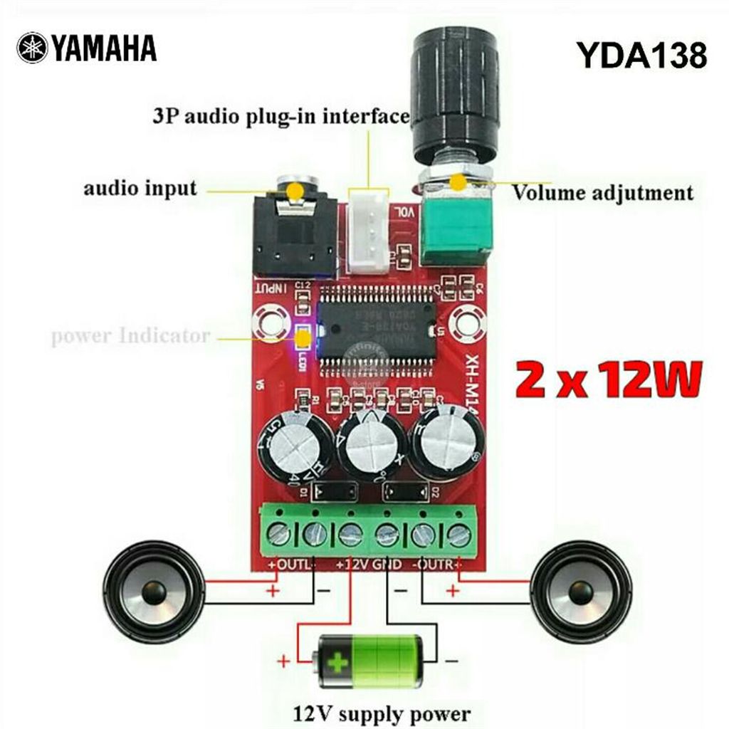YDA138-E Audio Amplifier Board 8W+8W 12W+12W Dual Mode HIFI Dual Channel Stereo Digital Amplifier Board DC12V For YAMAHA