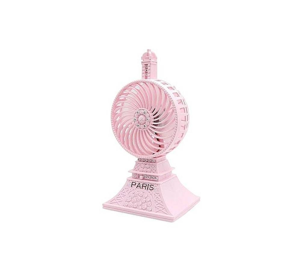 Eiffel Tower Shaped Mini Desktop USB Fan - Pink