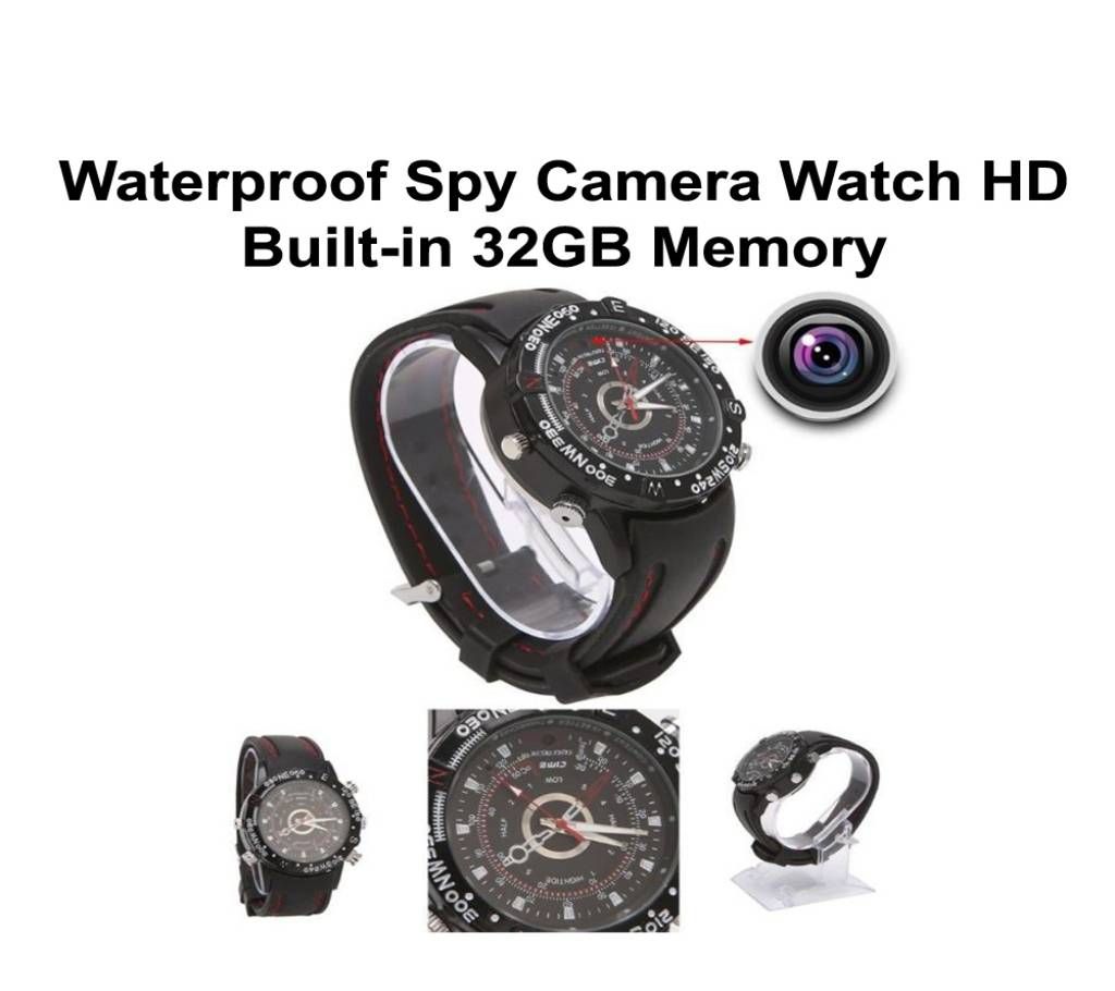 Waterproof Spy Camera Watch 32GB Black-Belt