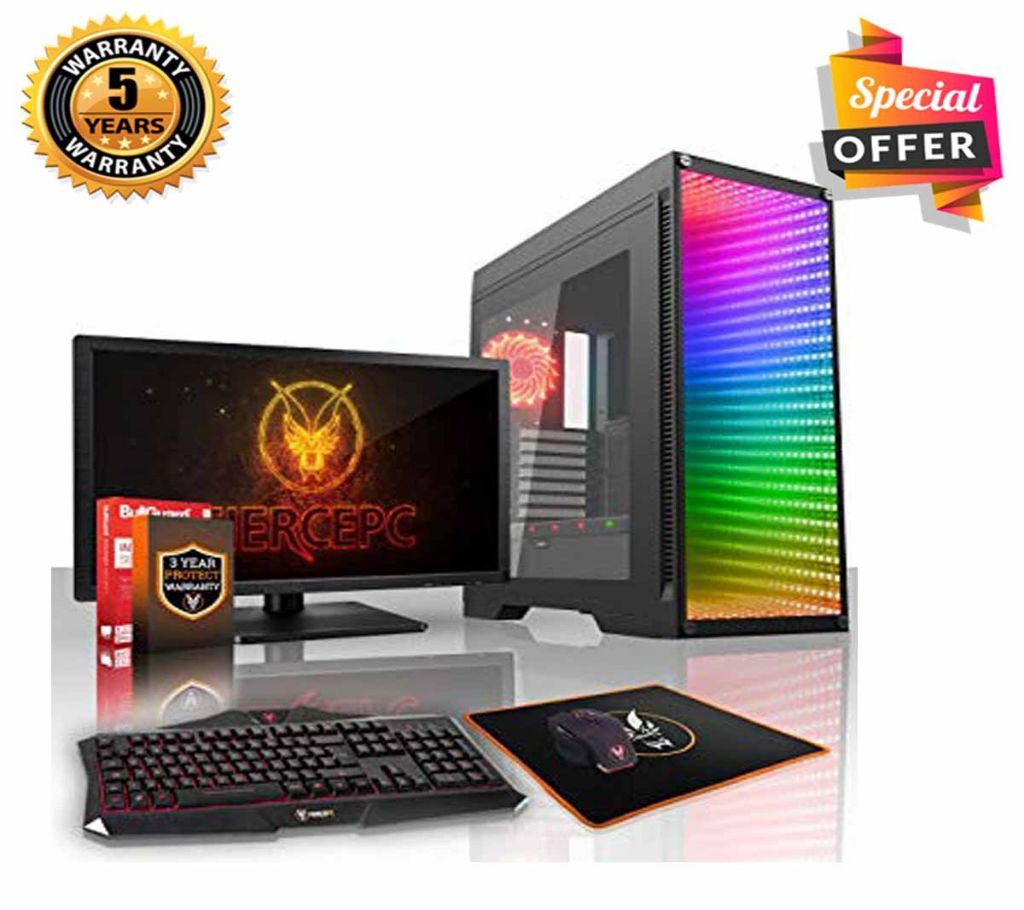 Intel Core i7 RAM 4GB HDD 1000GB (1TB) Graphics 3GB Built in (Internal+External) and Monitor 17 Gaming PC Windows 10 64 Bit NEW Desktop Computer 20