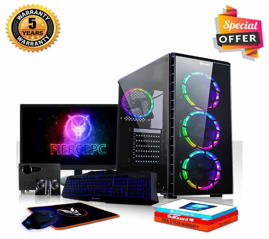 Intel Core i7 RAM 8GB HDD 500GB Graphics 2GB Built in and Monitor 17" Gaming PC Windows 10 64 Bit NEW Desktop Computer 2019 Full Package