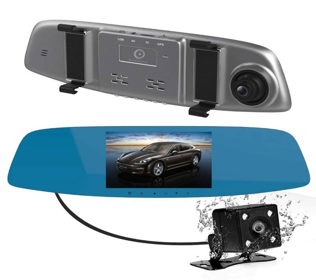 Car DVR rear View mirror Video Recorder 4.3" inch Car Camera Dual lens night Vision front and rear