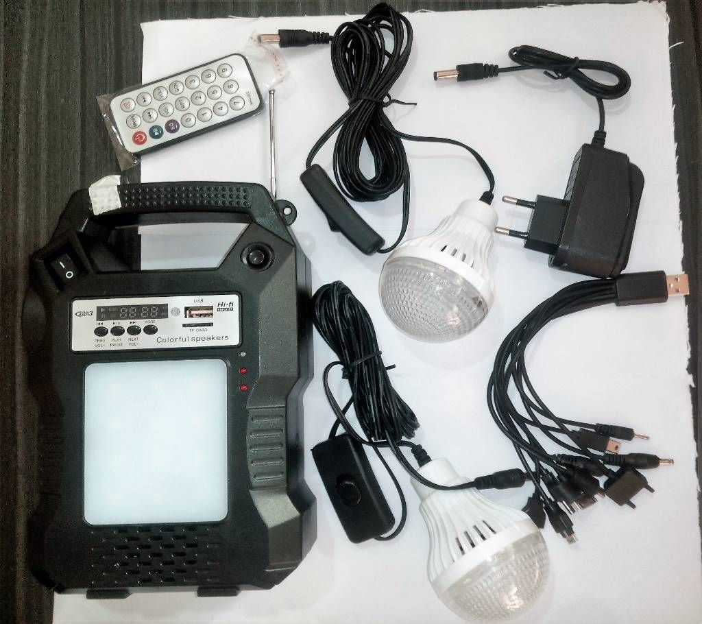 Portable AC Electric Line System, MP3, FM Radio Package with power bank.