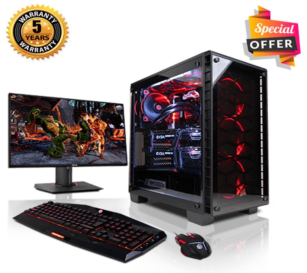 Intel Core 2 Duo RAM 2GB HDD 1000GB (1TB) Graphics 1GB Built in and Monitor 24 Gaming PC Windows 10 64 Bit 