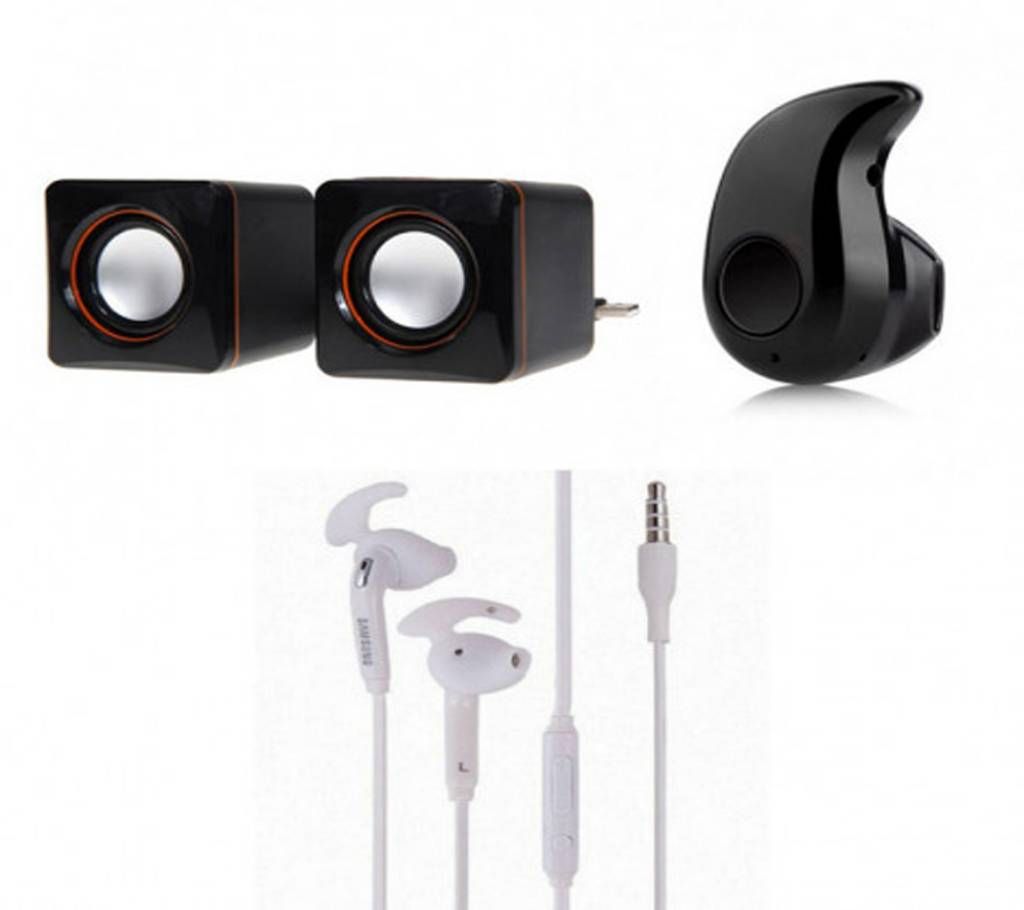 Combo Of Bluetooth Earphone+ USB Speaker+Samsung Headphone