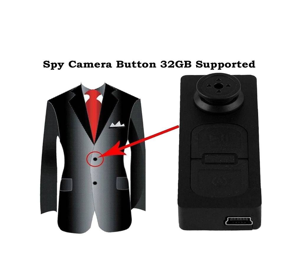Spy Camera Button 32GB Supported