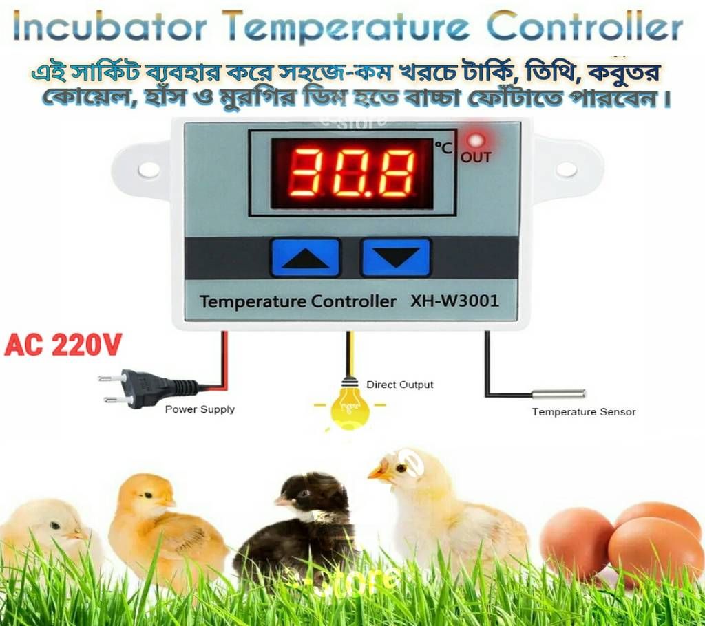 XH-W3001 W3001 Temperature Controller Digital LED AC  220V Thermometer Thermo Controller Switch Probe Max 10A NTC10K replace W1209 Incubator Temperature Controller