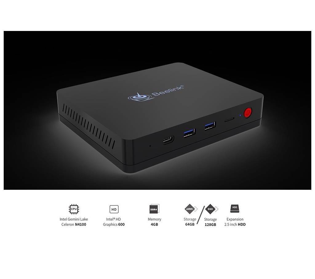 Beelink S2 Intel Gemini Lake Celeron N4100 2.4Ghz Intel® UHD Graphics 600 4GB LPDDR4 + 64GB Mini PC