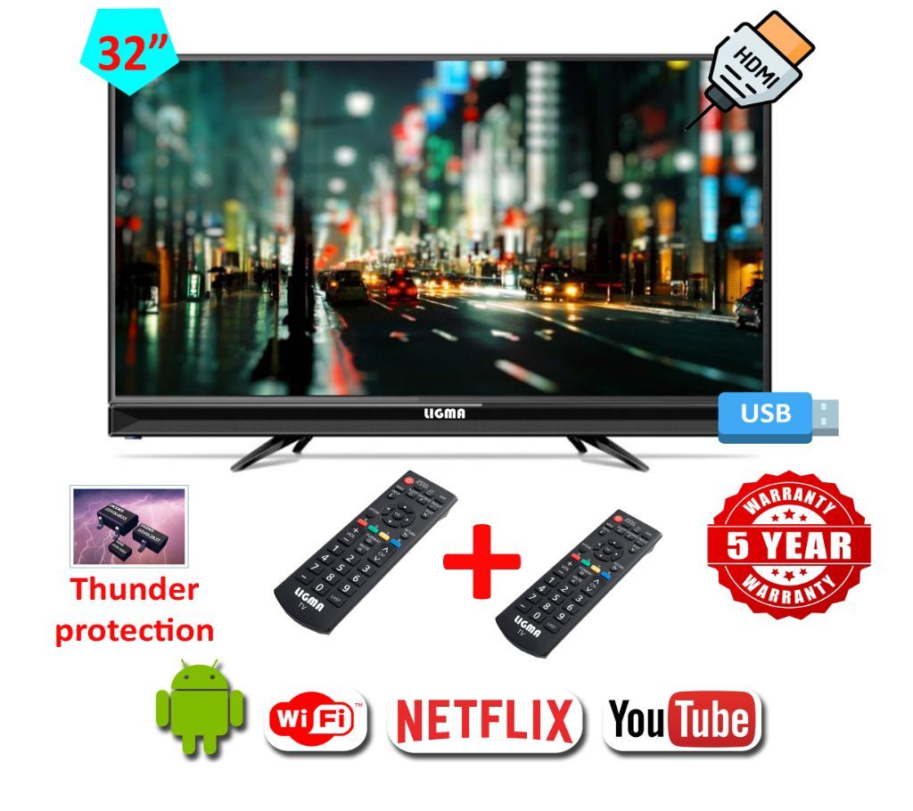 32" SMART LED TV (DOUBLE GLASS+ SOUND BAR)