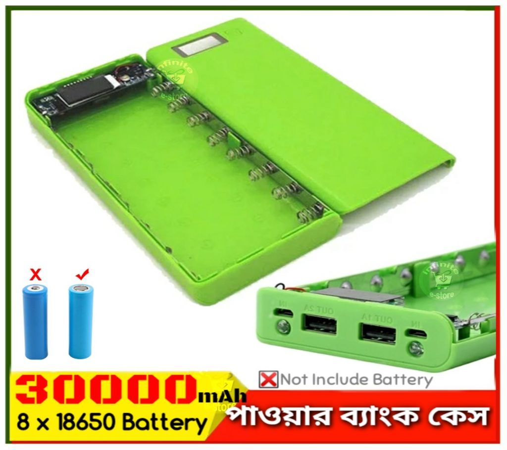 Power Bank Case with LCD Screen Circuit 8 x 18650 Battery Case