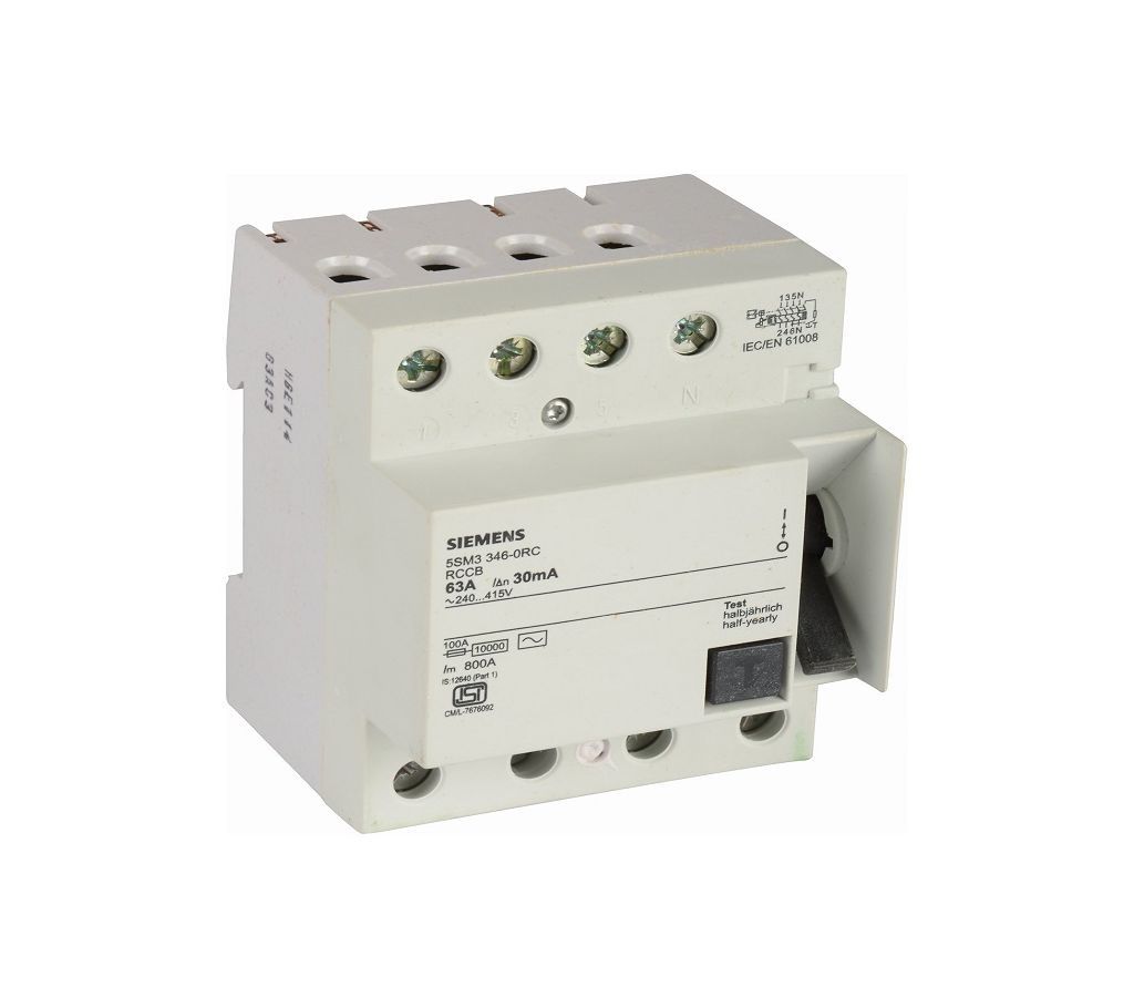 Siemens Plastic 63 Ampere 4 Pole RCCB, [4 phase]