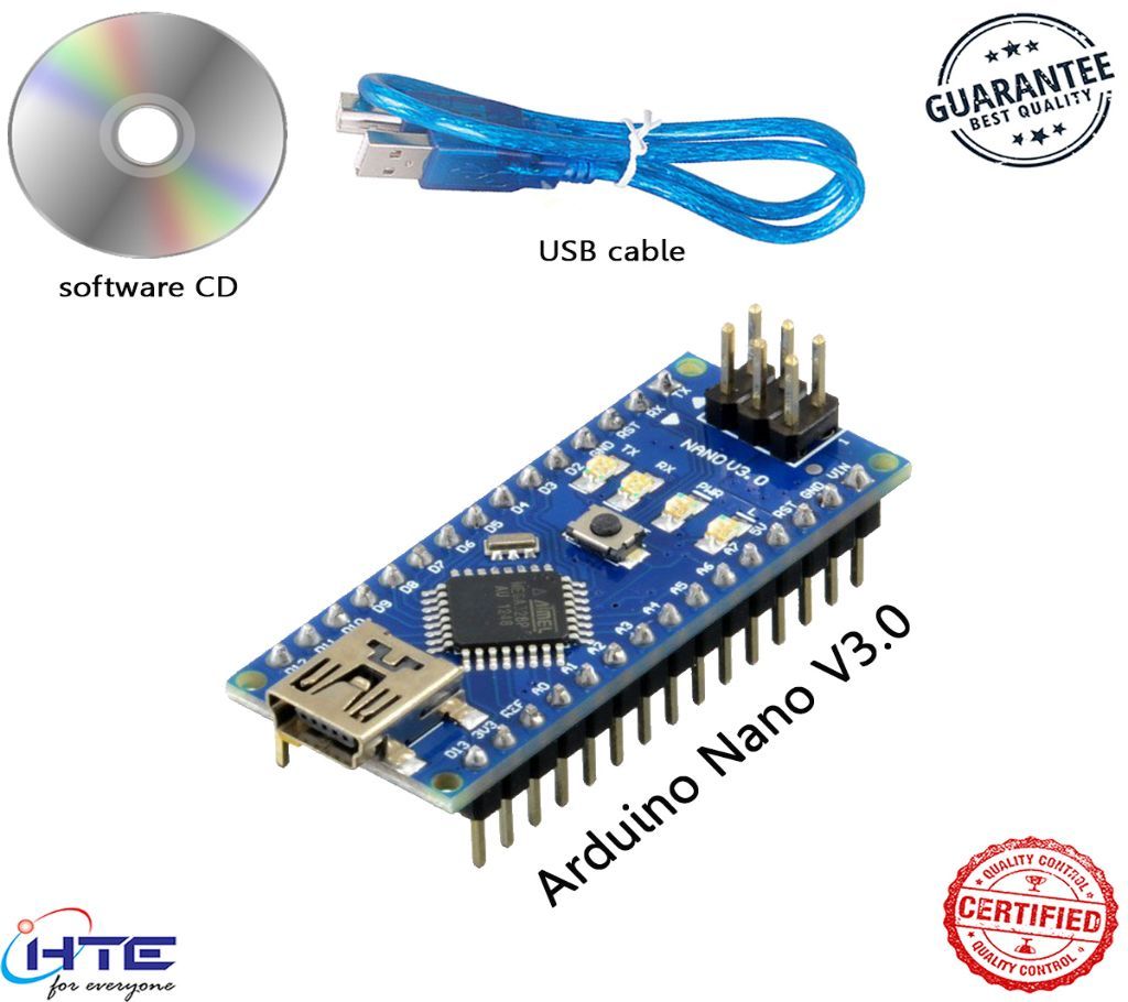 Arduino Nano V3.0 With USB cable for Arduino and Software CD