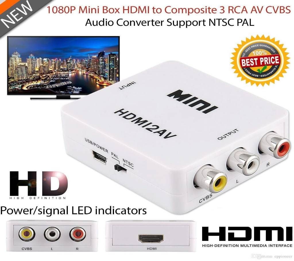 HDMI to RCA Mini Composite 1080P Audio Video AV CVBS Adapter Converter For TV