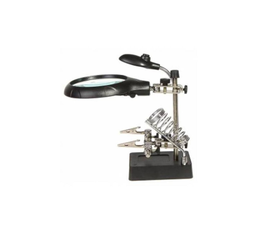 Helping Hand Soldering Stand with LED Light and Magnifying Glass