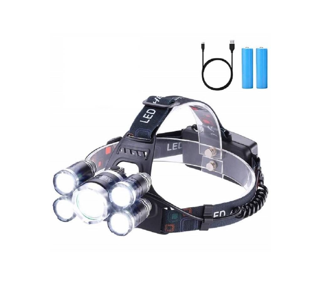 Led Headlight Rechargeable Dual Battery 5 Powerful Light