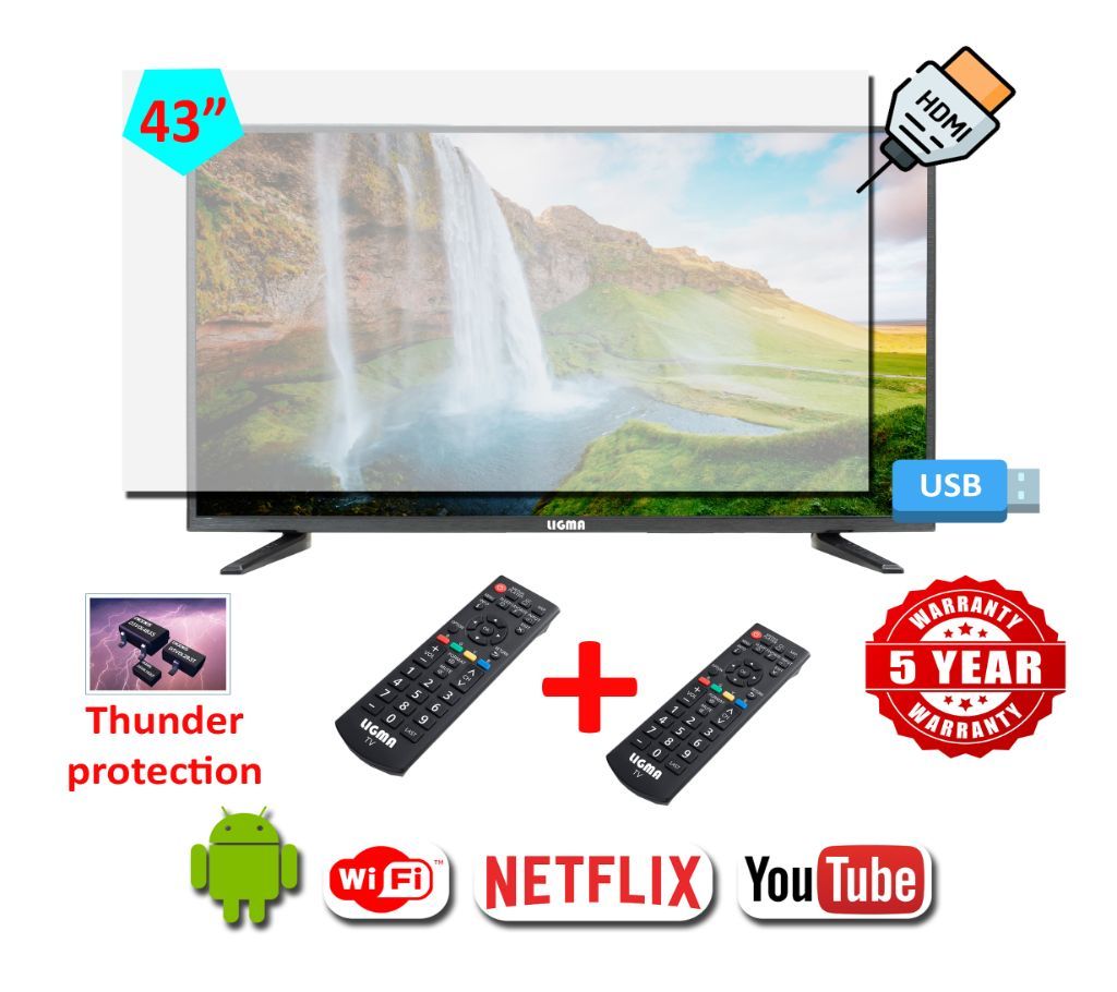 43" SMART LED TV (DOUBLE GLASS)