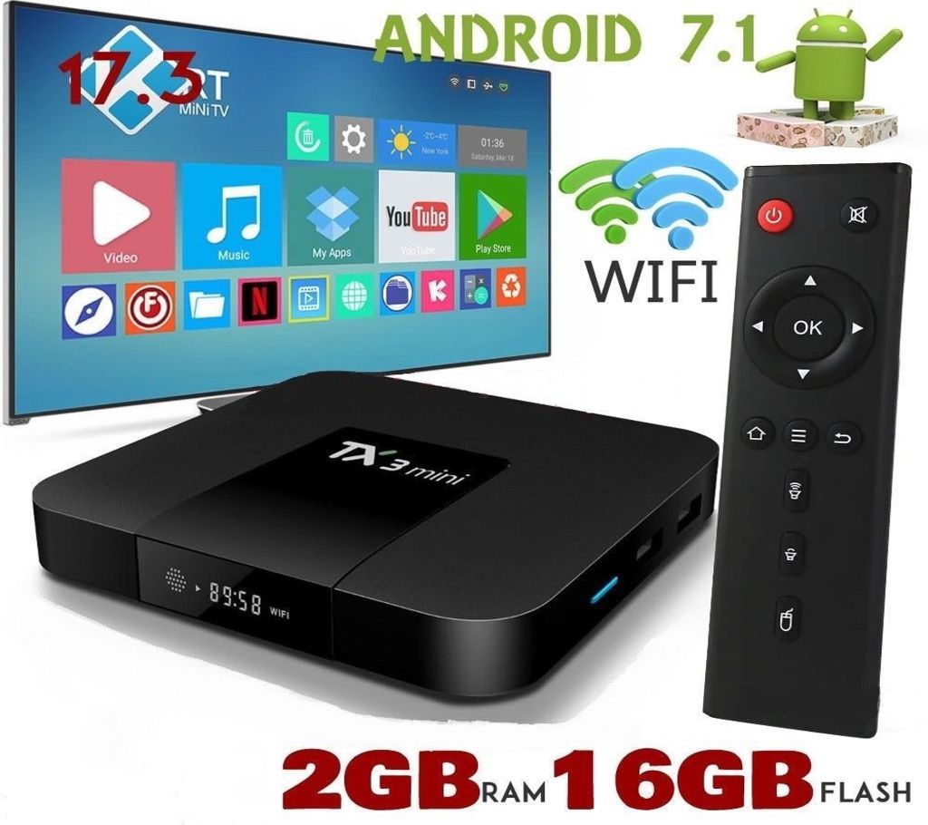 Smart TX3 Mini Android TV Box, Wi-Fi, 2GB RAM, 16GB ROM for CRT TV, LCD TV, LED TV, Monitor, Projectors.
