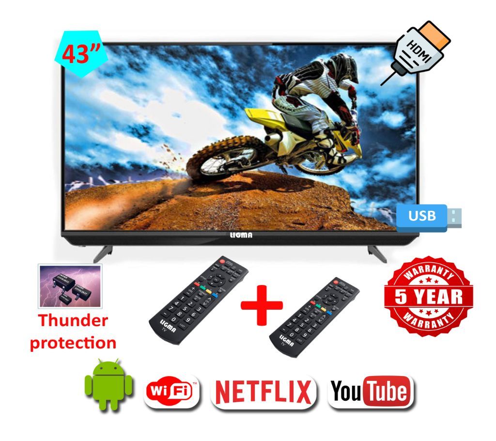 43" SMART LED TV (SINGLE GLASS+ SOUND BAR)