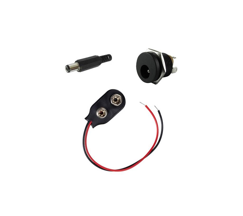 9 Volt Battery Connector With DC Jack & Socket