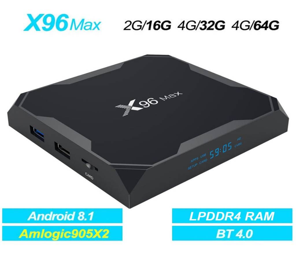 X96 Max 4GB 32GB Android 8.1 TV BOX Amlogic S905X2 Quad Core WIFI 2.4G/5G and Bluetooth 4.0 HD and VP9 4K Media Player