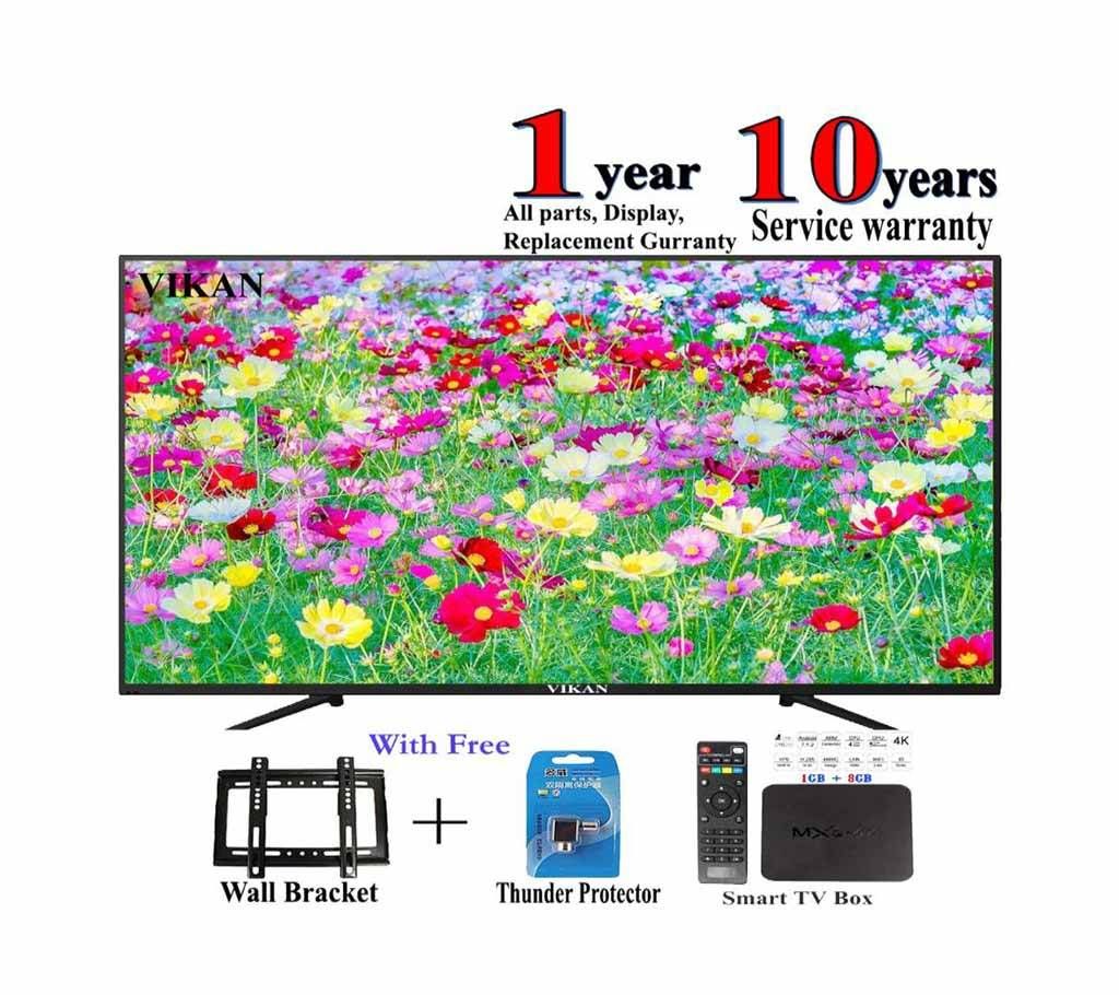 vikan 32 inch led tv + smart / android tv box mxq 4k 1 gb ram , rom 8 gb