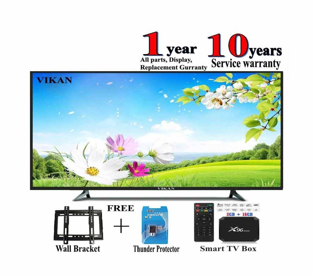vikan 32 inch led tv + smart / android tv box x 96 mini 2 gb ram , rom 16 gb