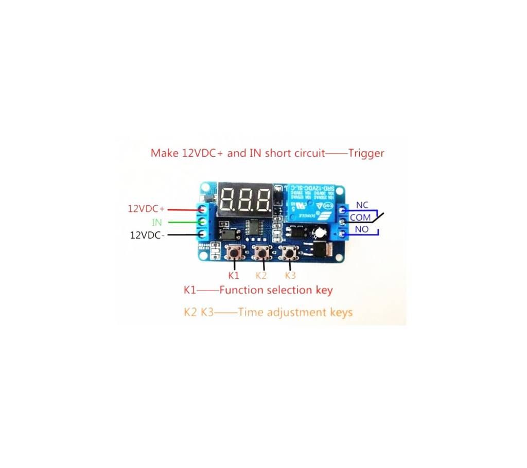 DC 12V LED Digital display Home Automation Delay Relay Trigger Time Circuit