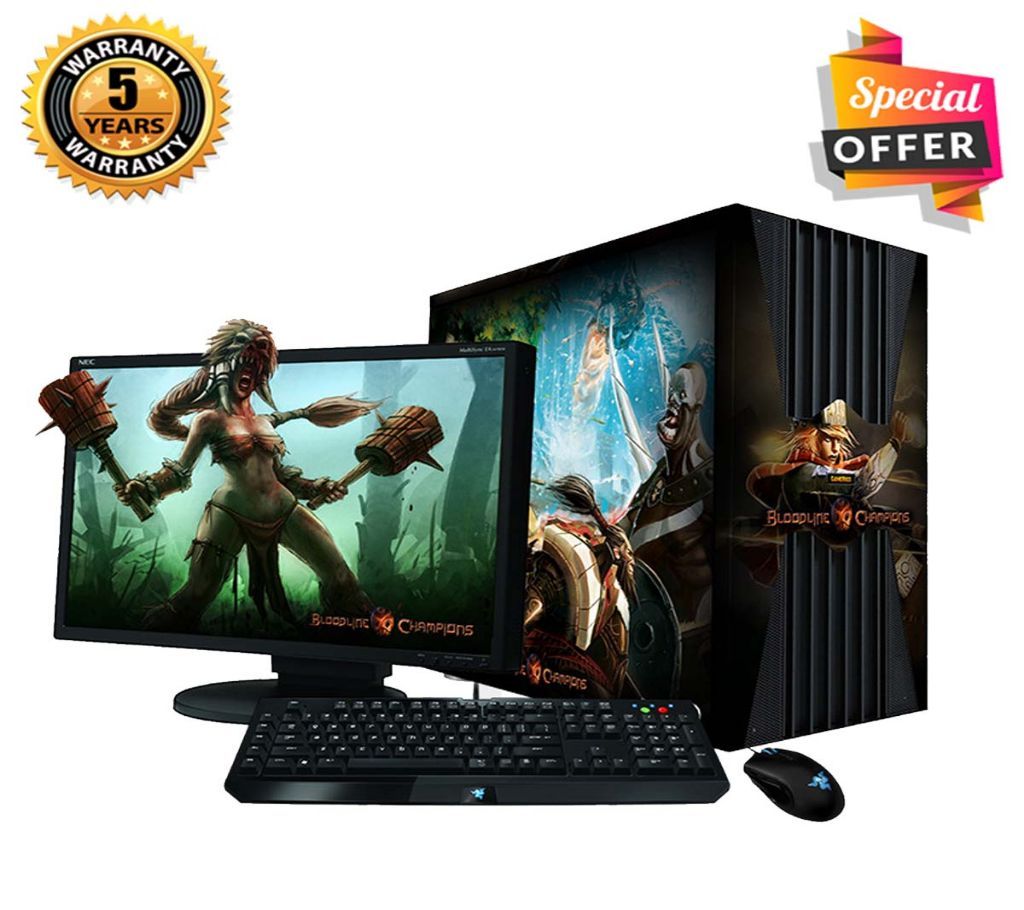 Intel Core 2 Duo RAM 4GB HDD 500GB Graphics 2GB Built in and Monitor 24 Gaming PC Windows 10 64 Bit
