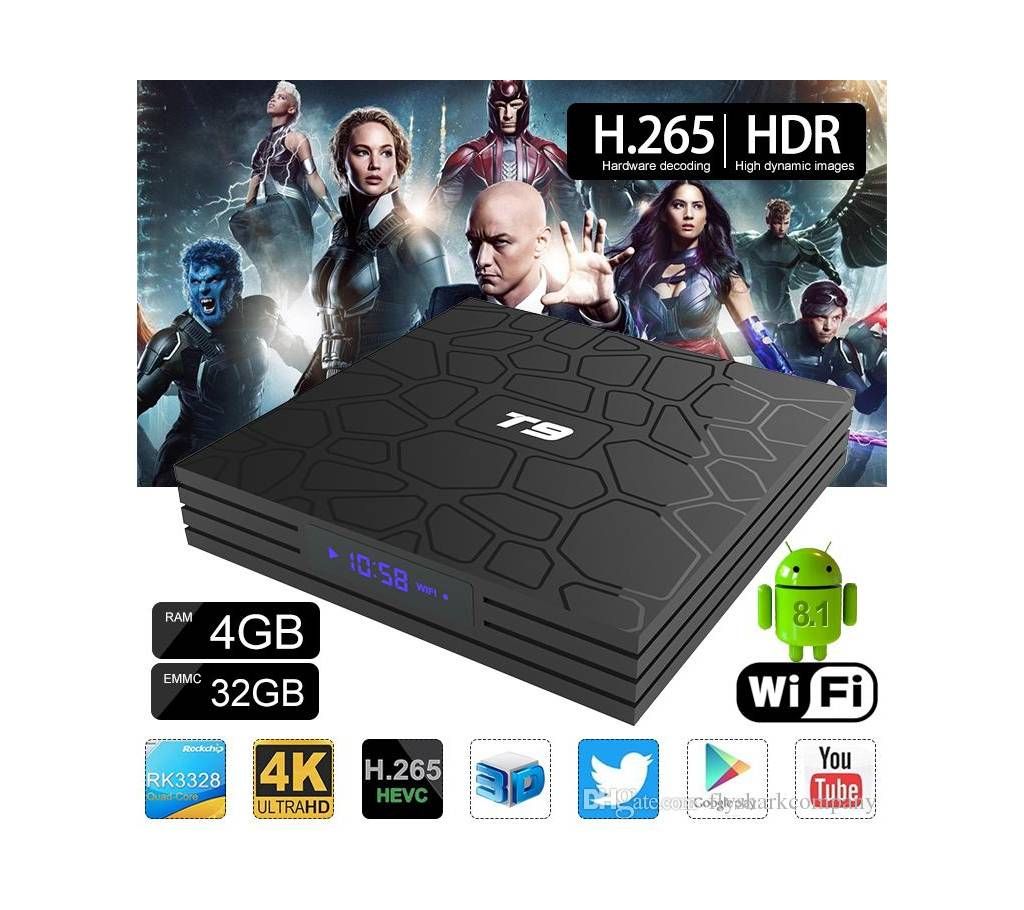 T9 4GB 32GB Bluetooth DDR4 Android Smart TV Box