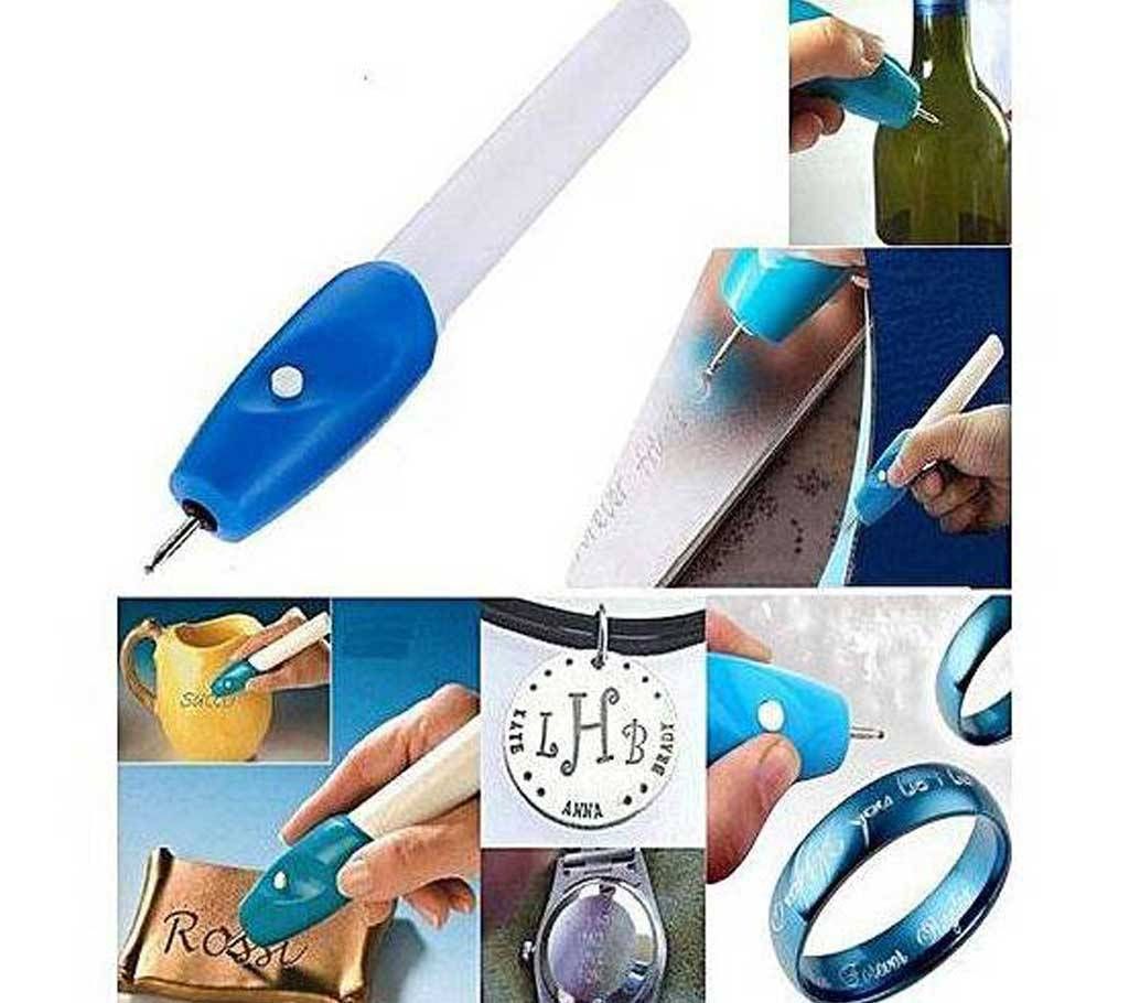 Electronic Engraver Curving Pen - White and Blue