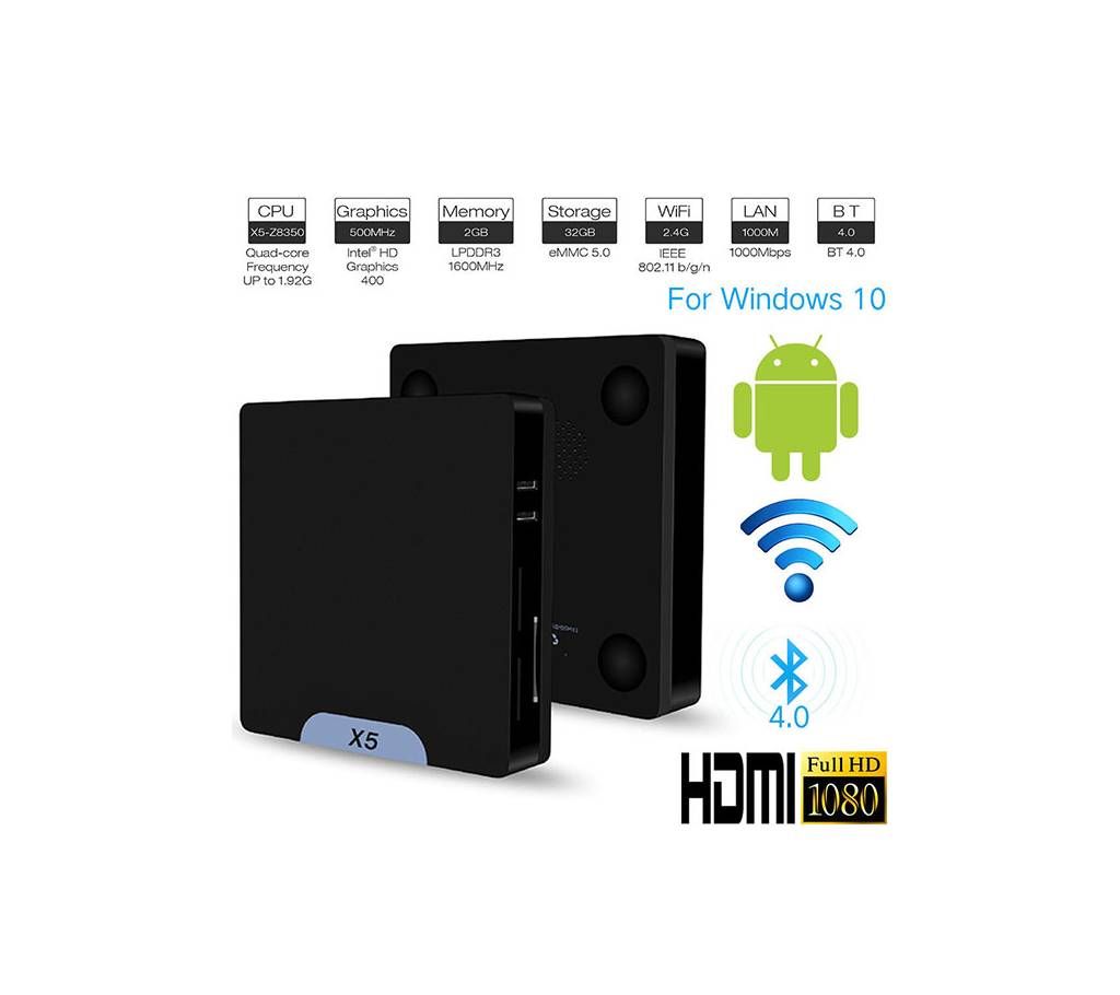 X5 Mini PC TV Box 64bit Win10+Android 5.1 Dual OS