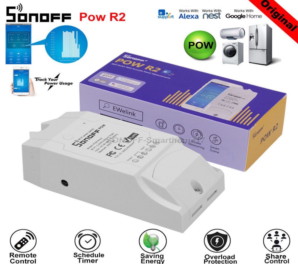 Sonoff POW R2 For AC, Motor, Pump With Live- Voltage, Current And Power Consumption