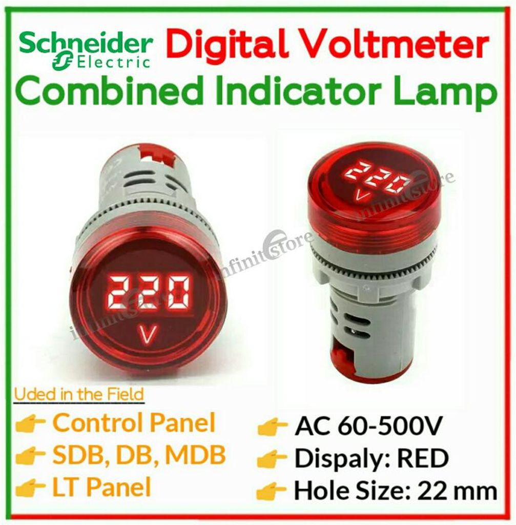 AC Voltmeter + Signal Indicator Lamp (Red)