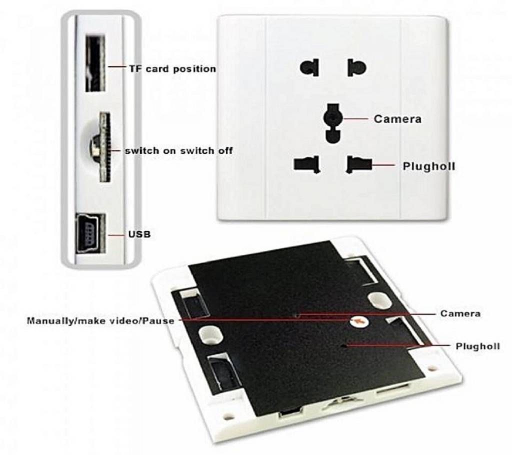 Wall Socket Spy Hidden Voice-activated Video Camera