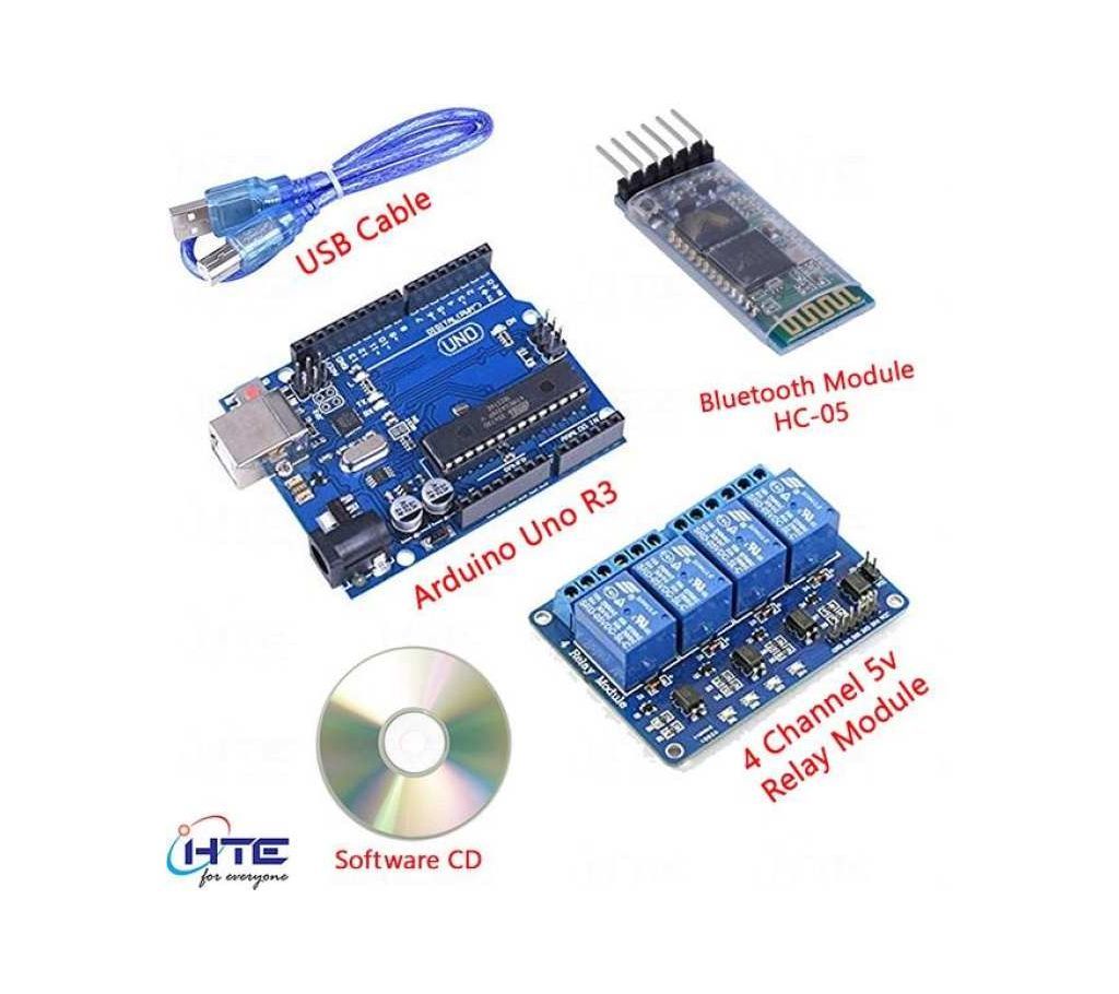 HTE Bluetooth Controller Kit , Arduino UNO R3 (ITALY) , 4 Channel relay Module With Software CD