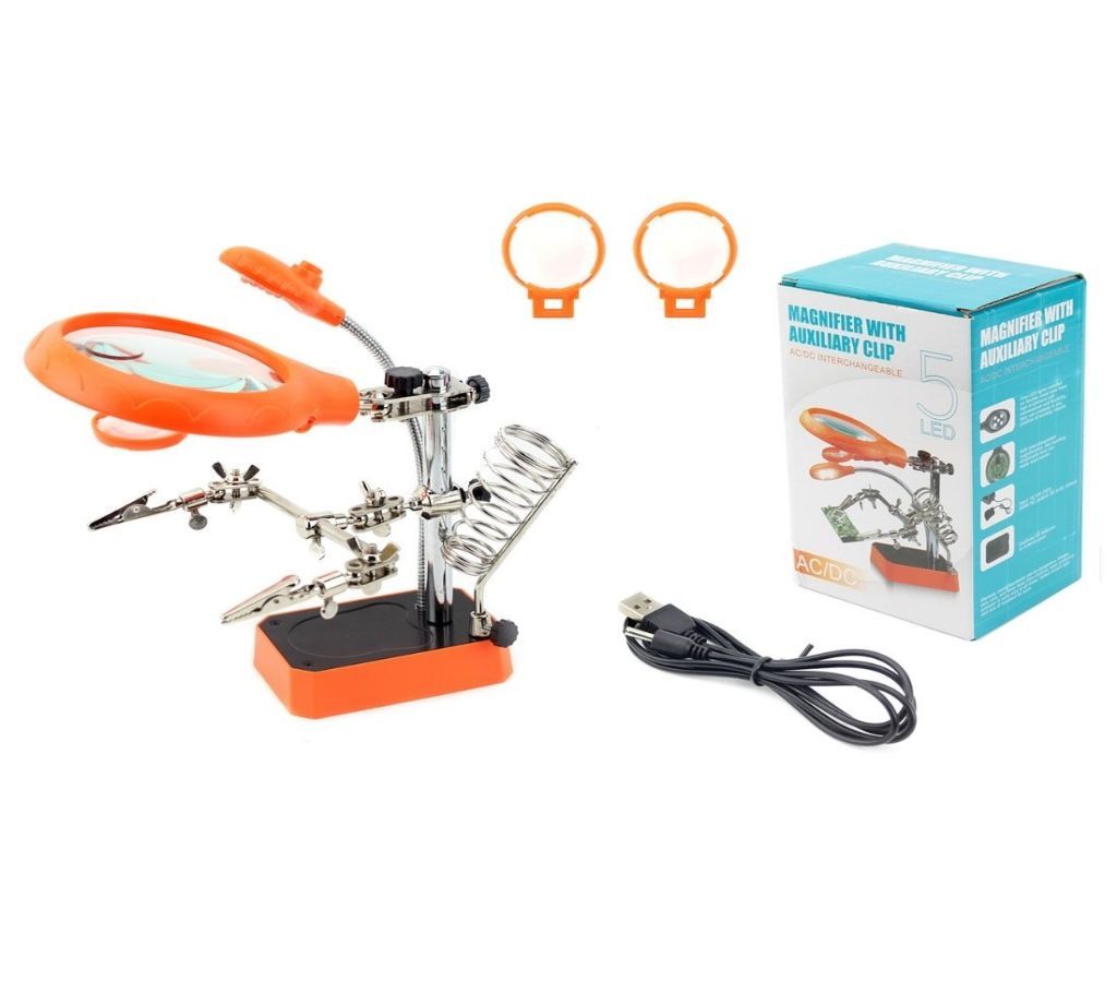 Third Hand 3 Magnifiers 5 Led Lights