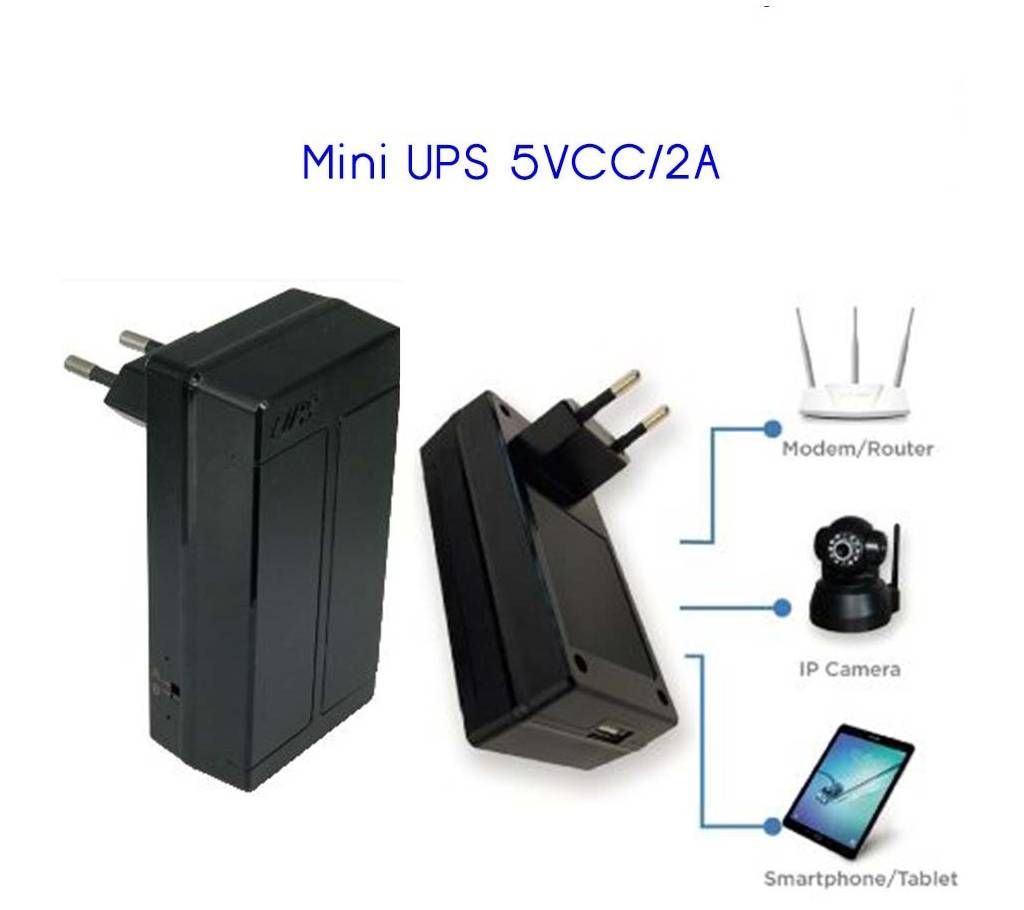Mini UPS 5V 2A body plug for smartphone ip camera and router