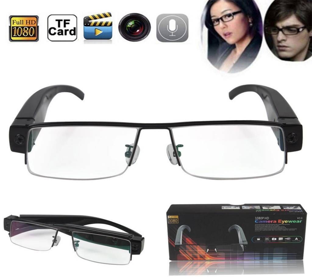 Glasses HD1080P Spy Camera Hidden Eyewear - Black