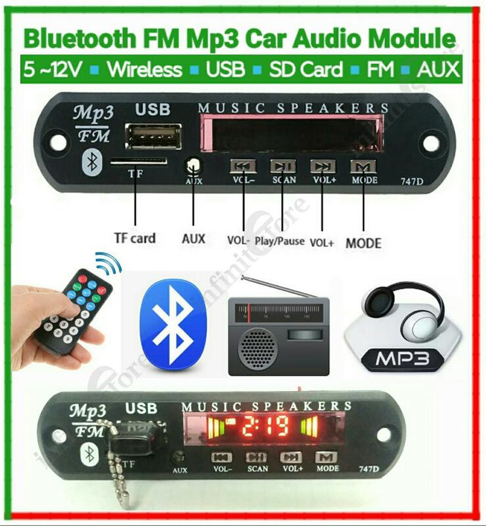 Bluetooth FM Mp3 Audio Receiver Module