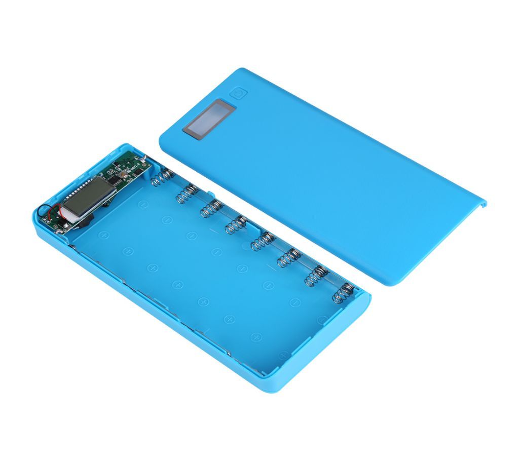 818650 5V 2A Portable Battery Power Bank Shell Case Box Dual USB LCD Display (Blue)