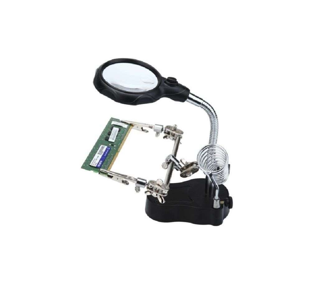 Soldering Iron Stand-3rd Helping Hand Magnifier Tool 3.5x & 12x