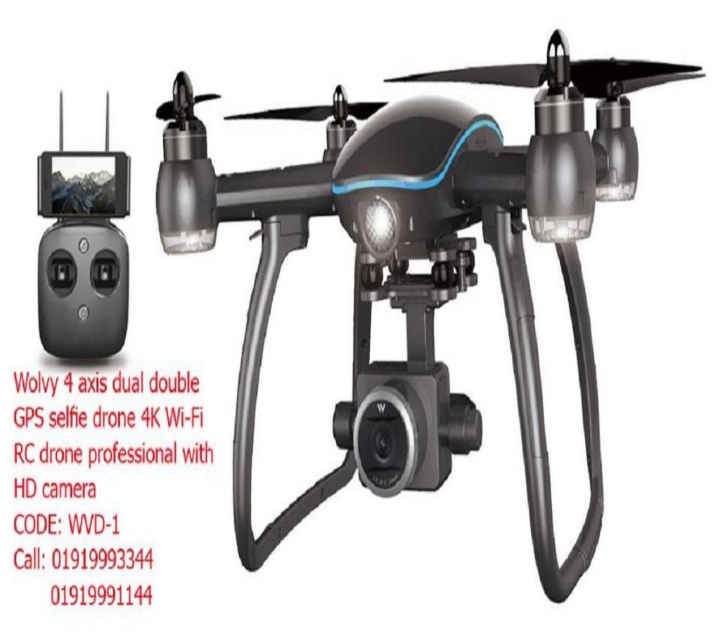 Professional Wolvy 4 axis dual GPS selfie 4K Wi-Fi RC Drone with HD camera