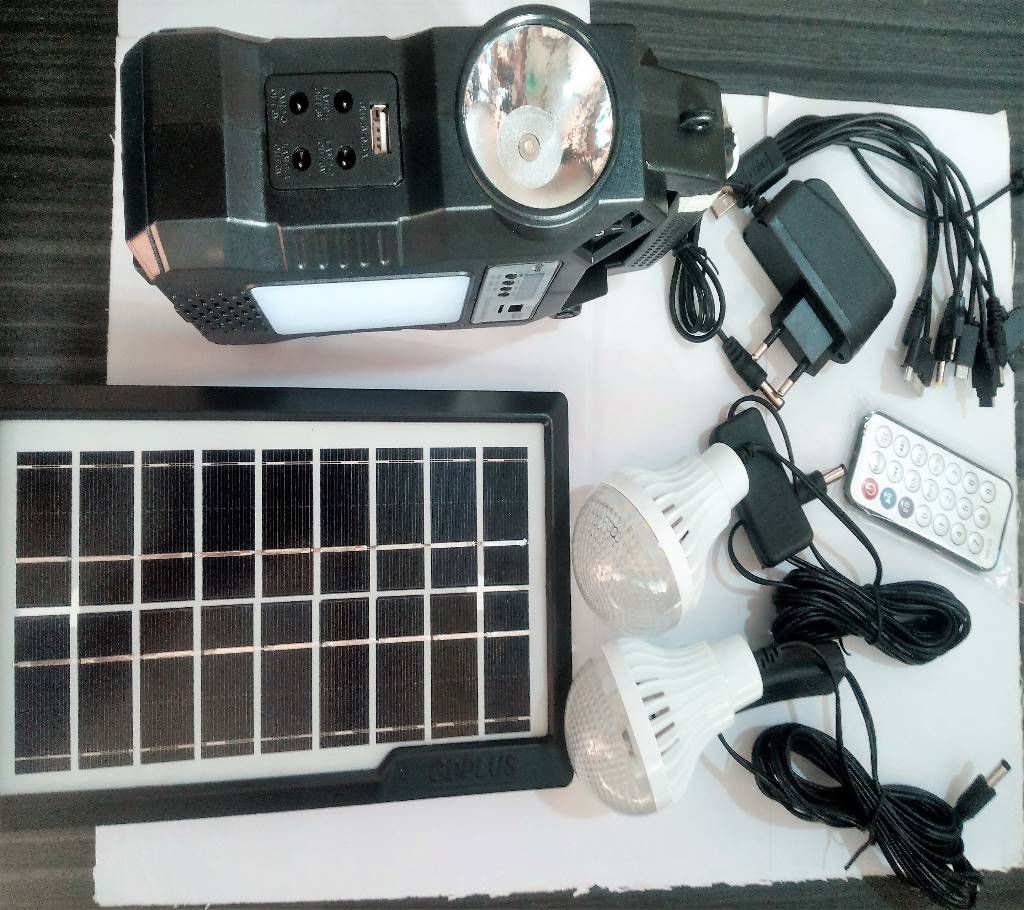 Portable Solar Line System, Electric Line System, MP3, FM Radio, Panel, Package with power bank.