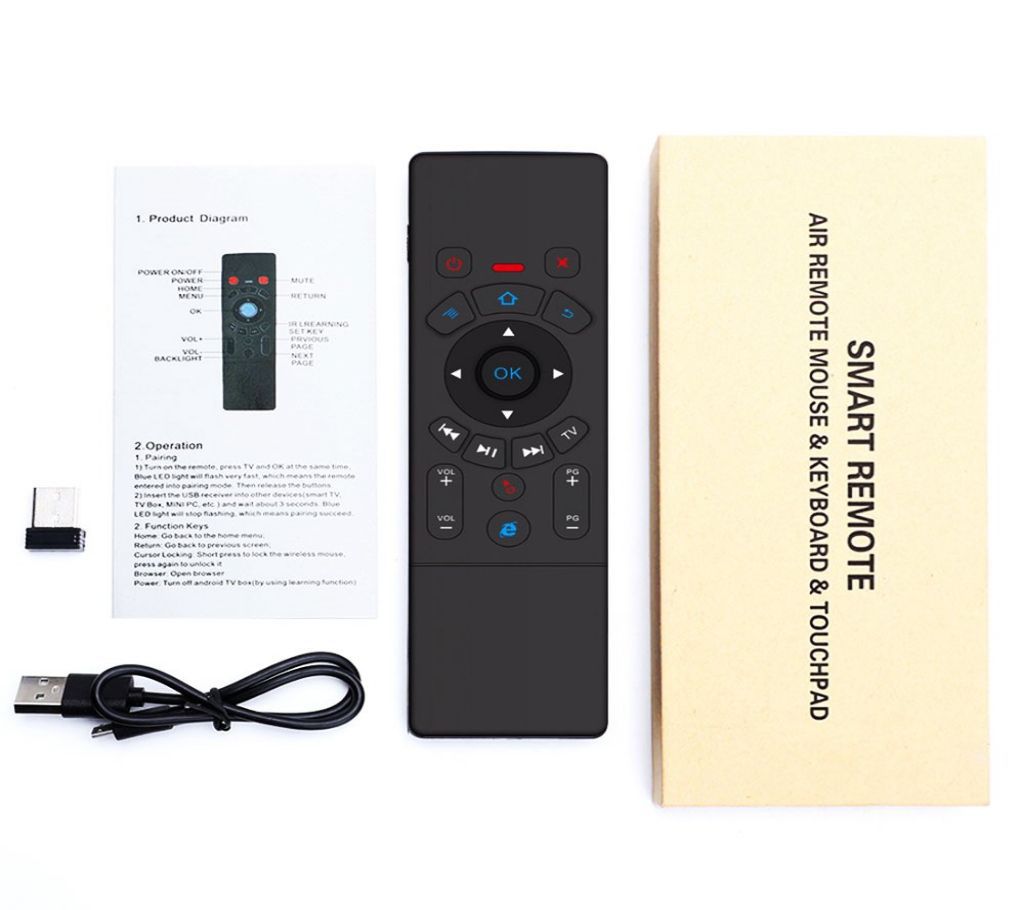 T6 Air Mouse Wireless Keyboard & touchpad Universal Remote Control for Android TV Box mini PC Smart Projector, Black -Tecio