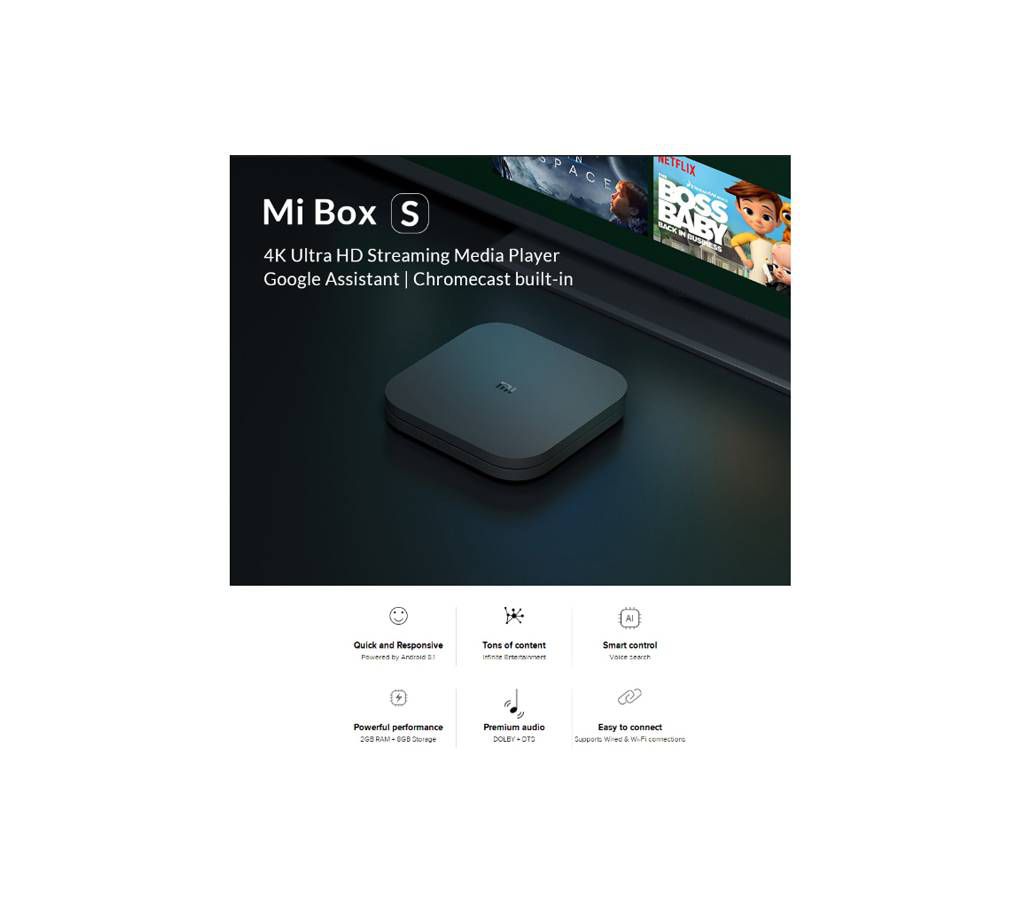 Global Version Xiaomi Mi Box S 4 Android 8.1 4K Ultra HD Smart TV Box