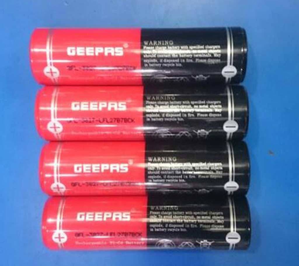 Geepas rechargeable flashlight battery pack.