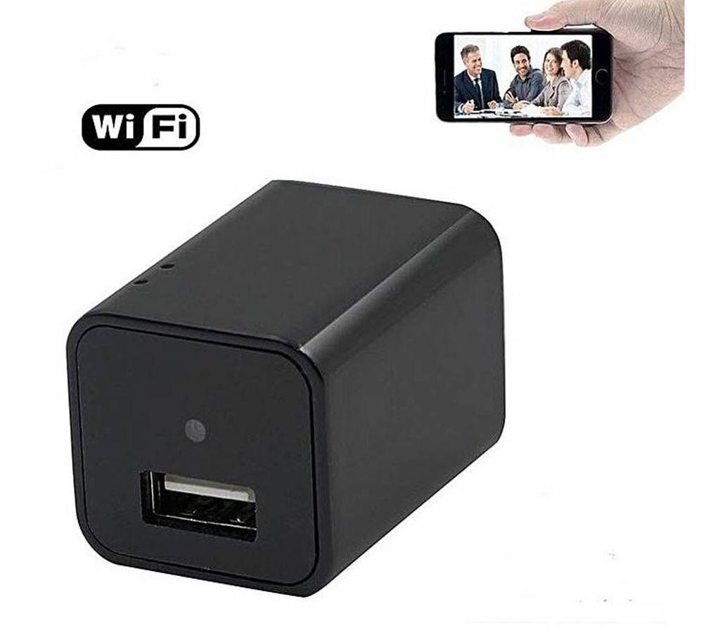 WIFI AC Plug Spy Camera USB Wall Charger Hidden Spy Wi-Fi Camera - Black